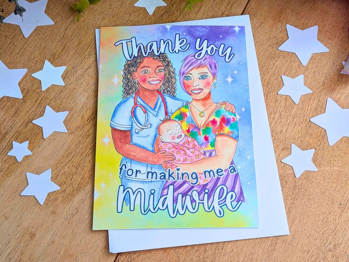 Student Midwife 40th Birth Thank You Card for the Baby
