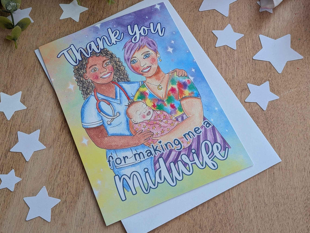 Student Midwife 40th Birth Thank You Card for the Baby