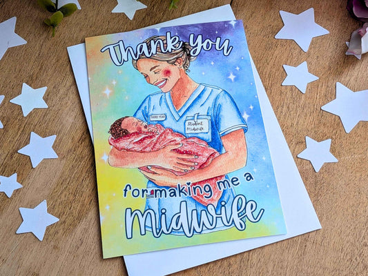 Student Midwife 40th Birth Thank You Card for the Baby