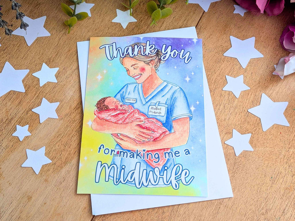 Student Midwife 40th Birth Thank You Card for the Baby