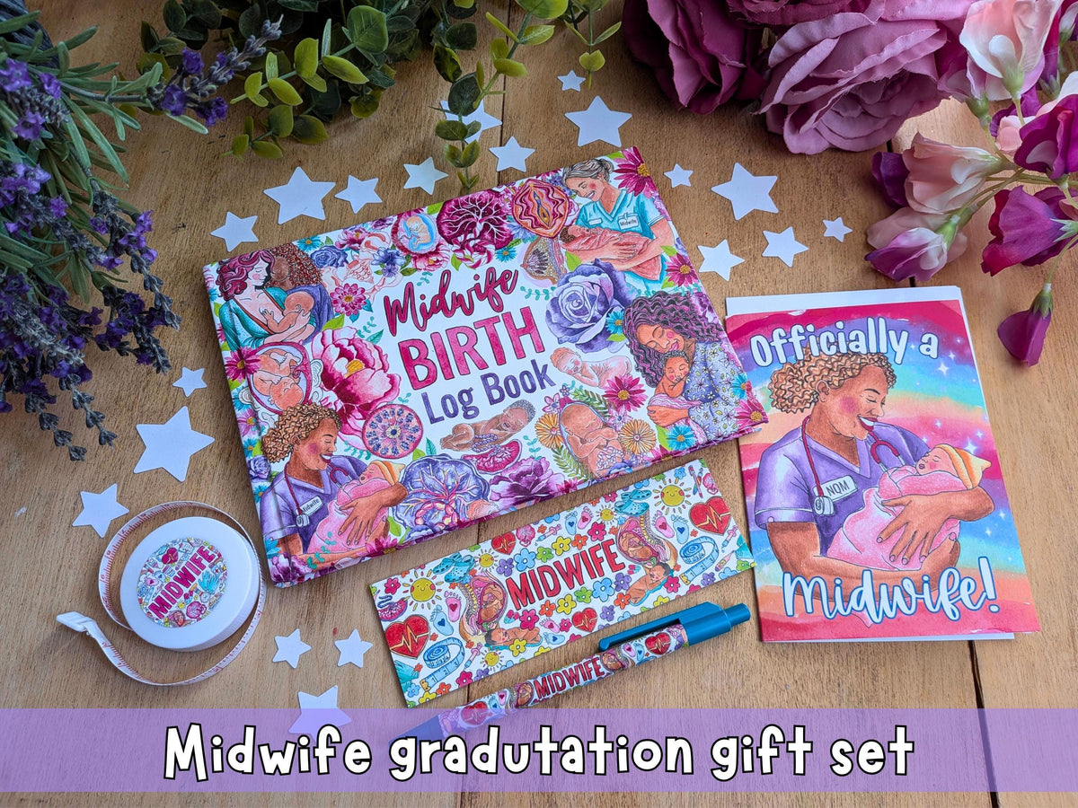 Midwife Graduation Gift Set – Birth Log Book, Card, Tape Measure & Stationery Bundle