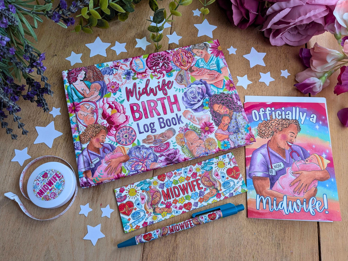 Midwife Graduation Gift Set – Birth Log Book, Card, Tape Measure & Stationery Bundle
