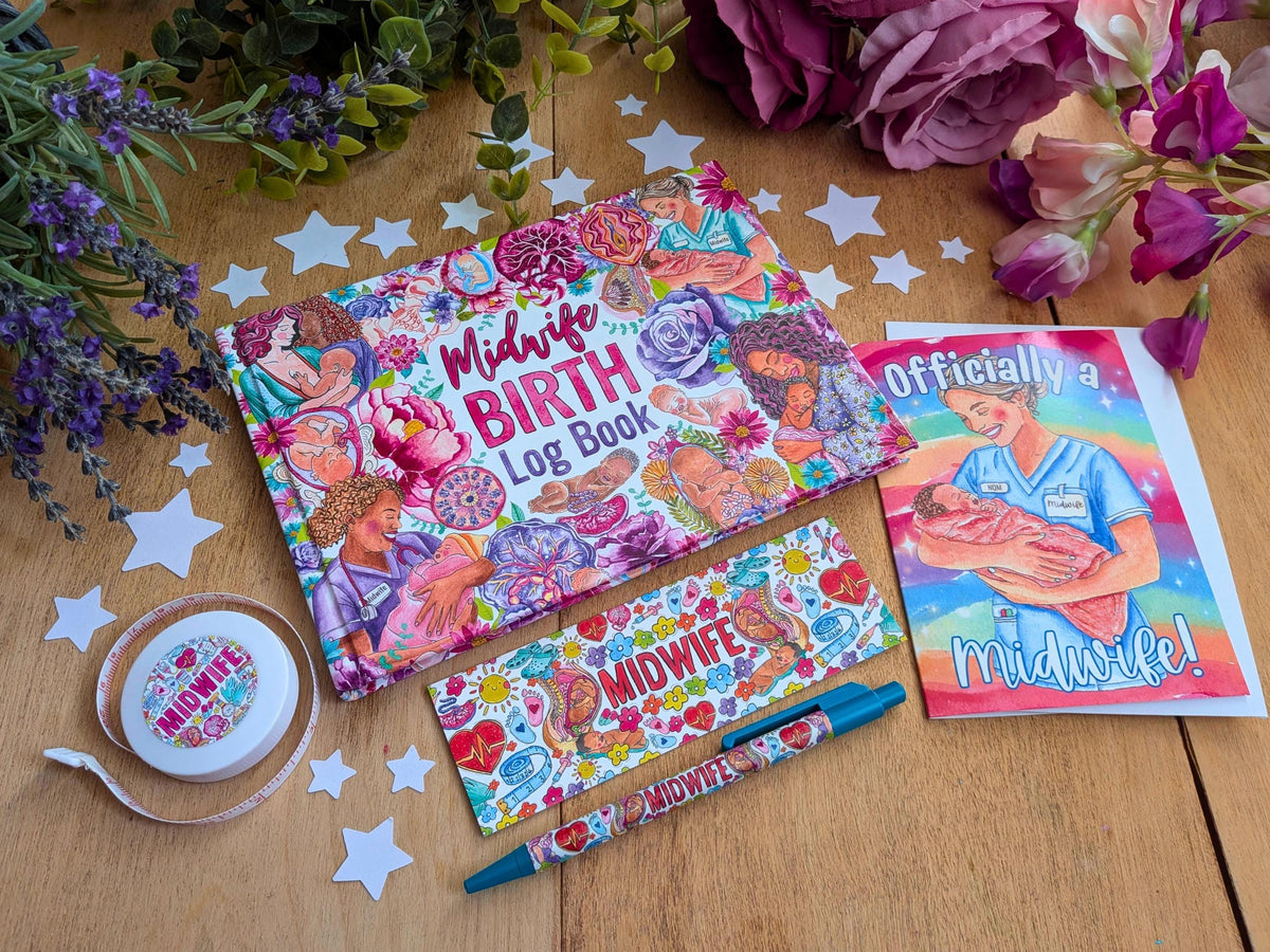 Midwife Graduation Gift Set – Birth Log Book, Card, Tape Measure & Stationery Bundle