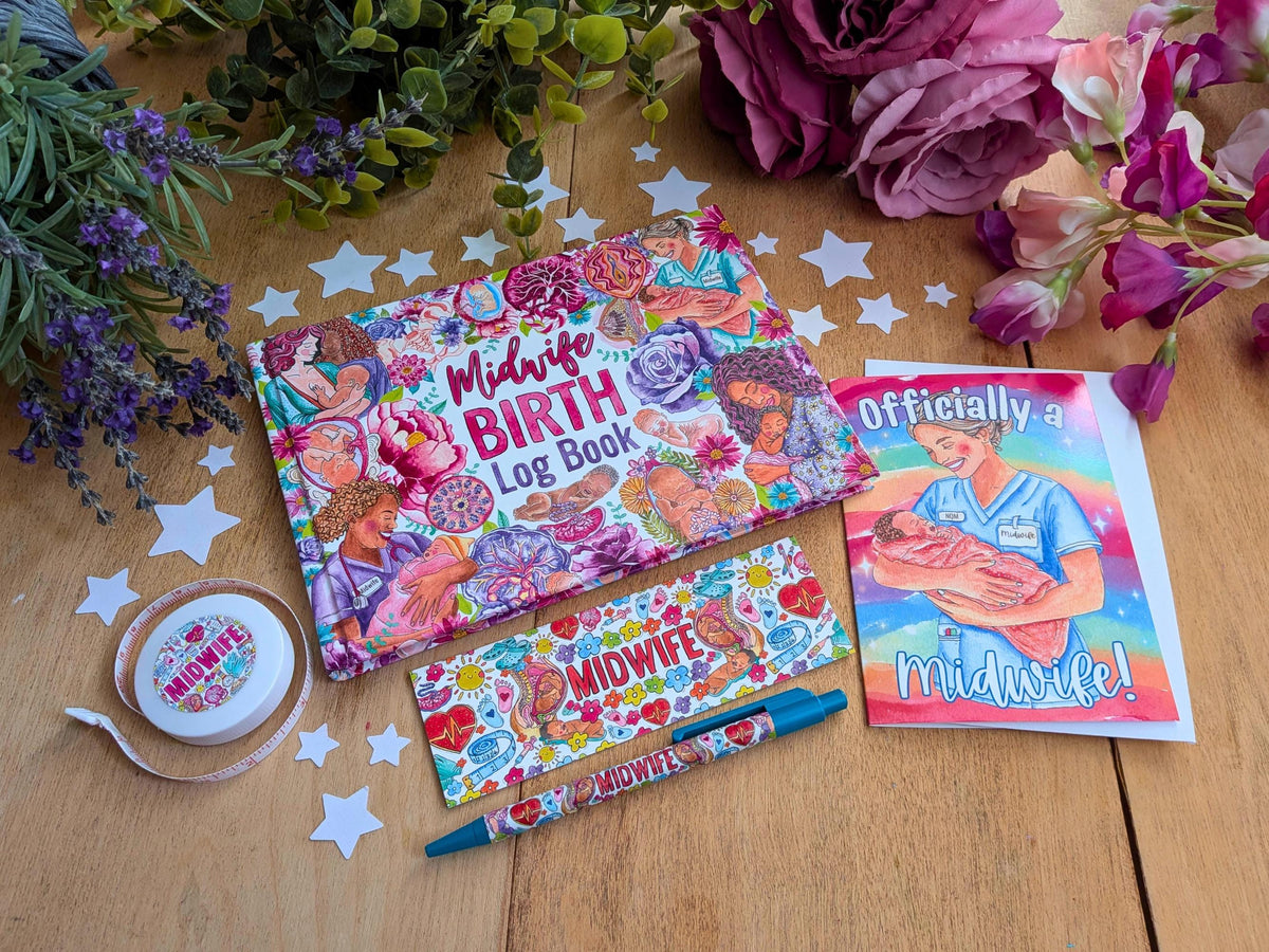 Midwife Graduation Gift Set – Birth Log Book, Card, Tape Measure & Stationery Bundle