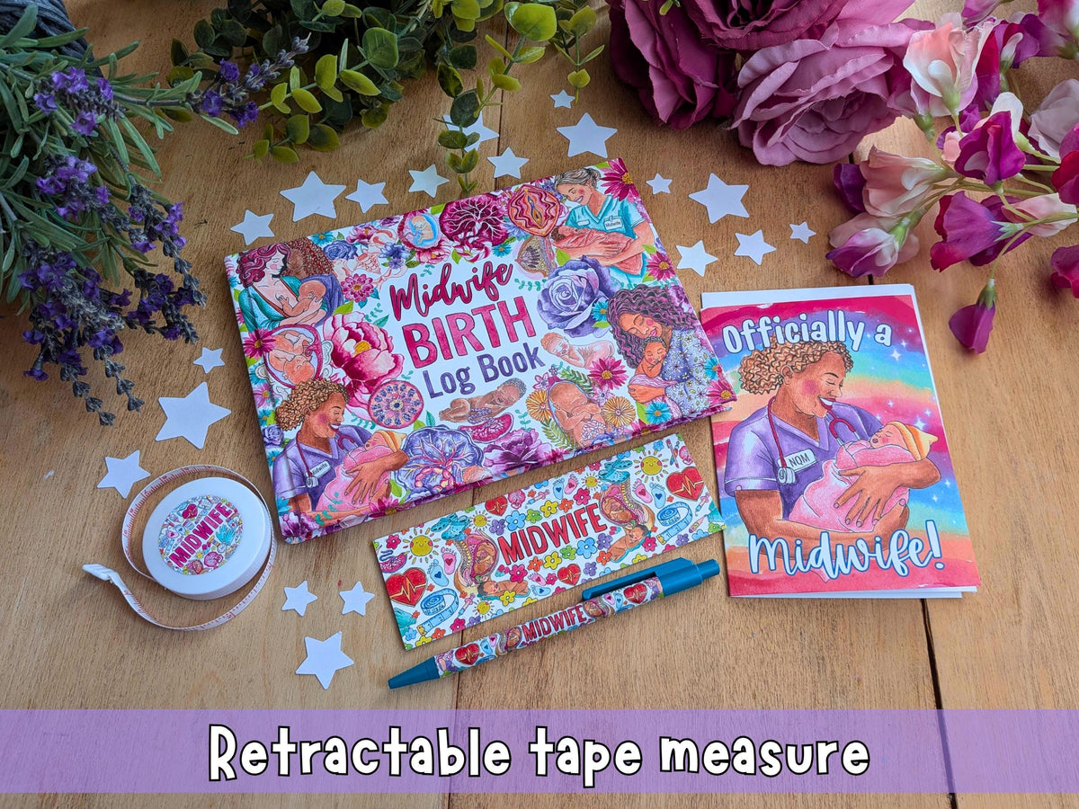 Midwife Graduation Gift Set – Birth Log Book, Card, Tape Measure & Stationery Bundle