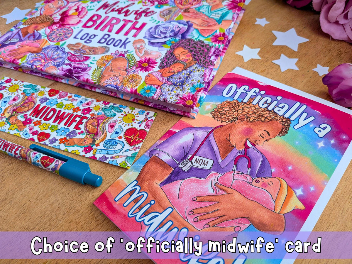 Midwife Graduation Gift Set – Birth Log Book, Card, Tape Measure & Stationery Bundle