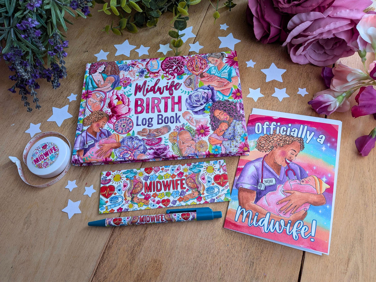 Midwife Graduation Gift Set – Birth Log Book, Card, Tape Measure & Stationery Bundle