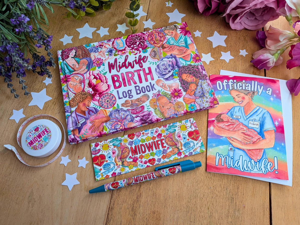 Midwife Graduation Gift Set – Birth Log Book, Card, Tape Measure & Stationery Bundle