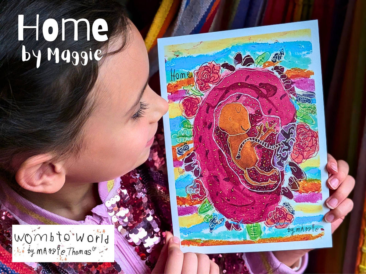Home: Baby in the Womb Art by Maggie A5 Print