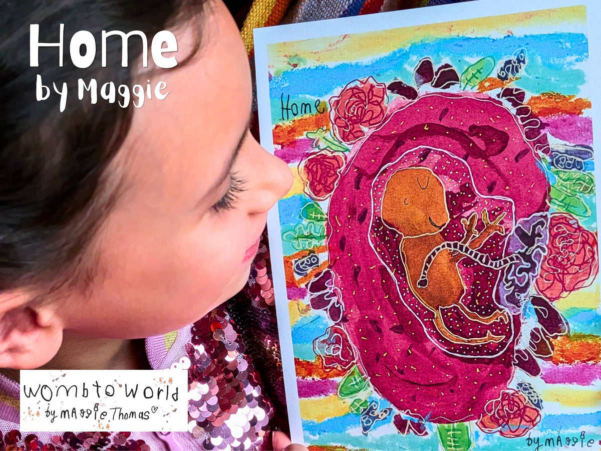 Home: Baby in the Womb Art by Maggie A5 Print