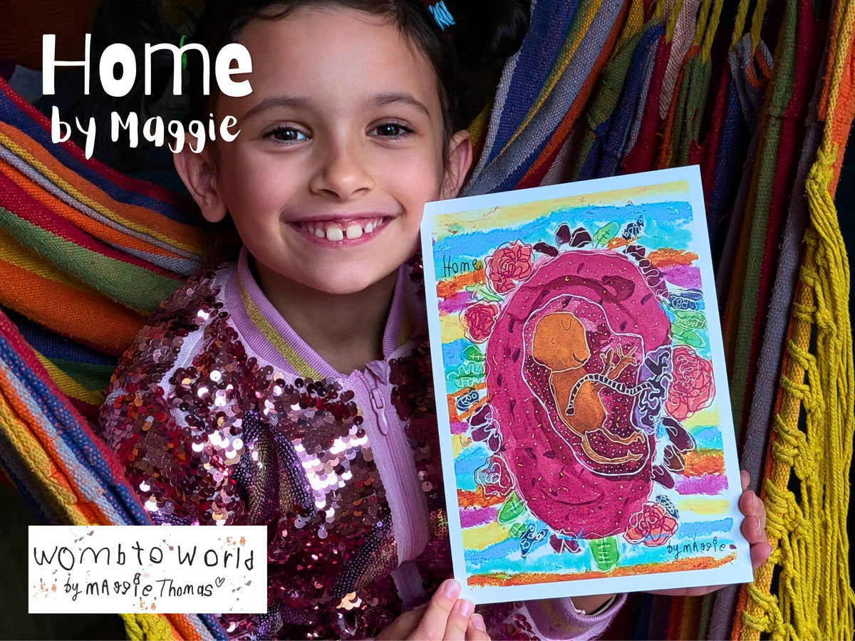 Home: Baby in the Womb Art by Maggie A5 Print