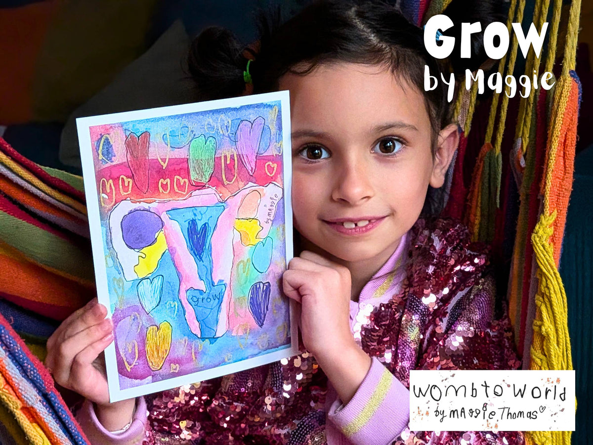Grow: Rainbow Womb Art by Maggie, A5 Print