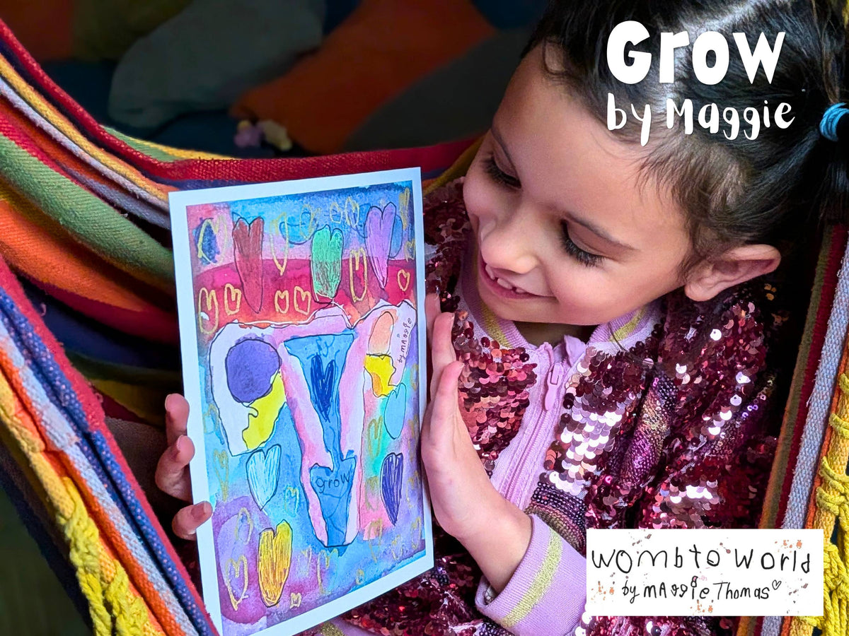 Grow: Rainbow Womb Art by Maggie, A5 Print