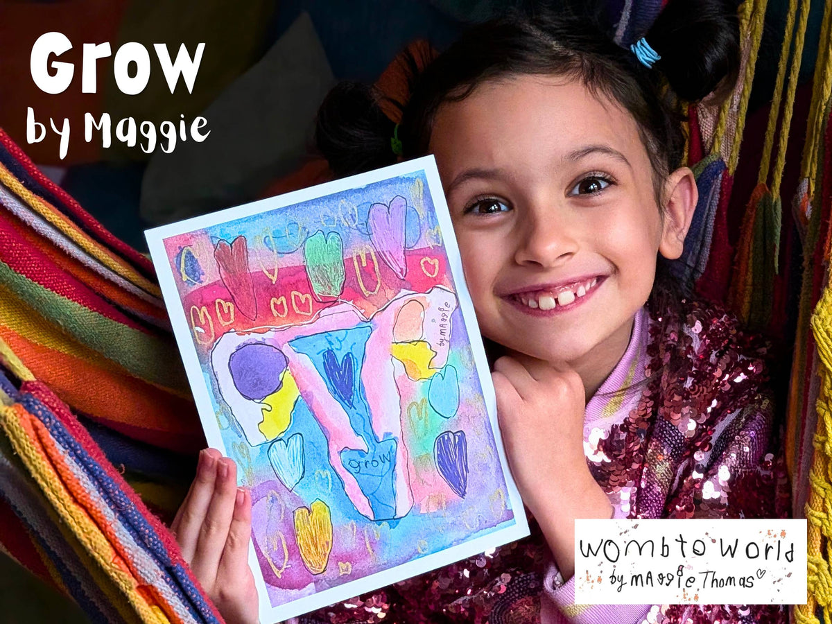 Grow: Rainbow Womb Art by Maggie, A5 Print