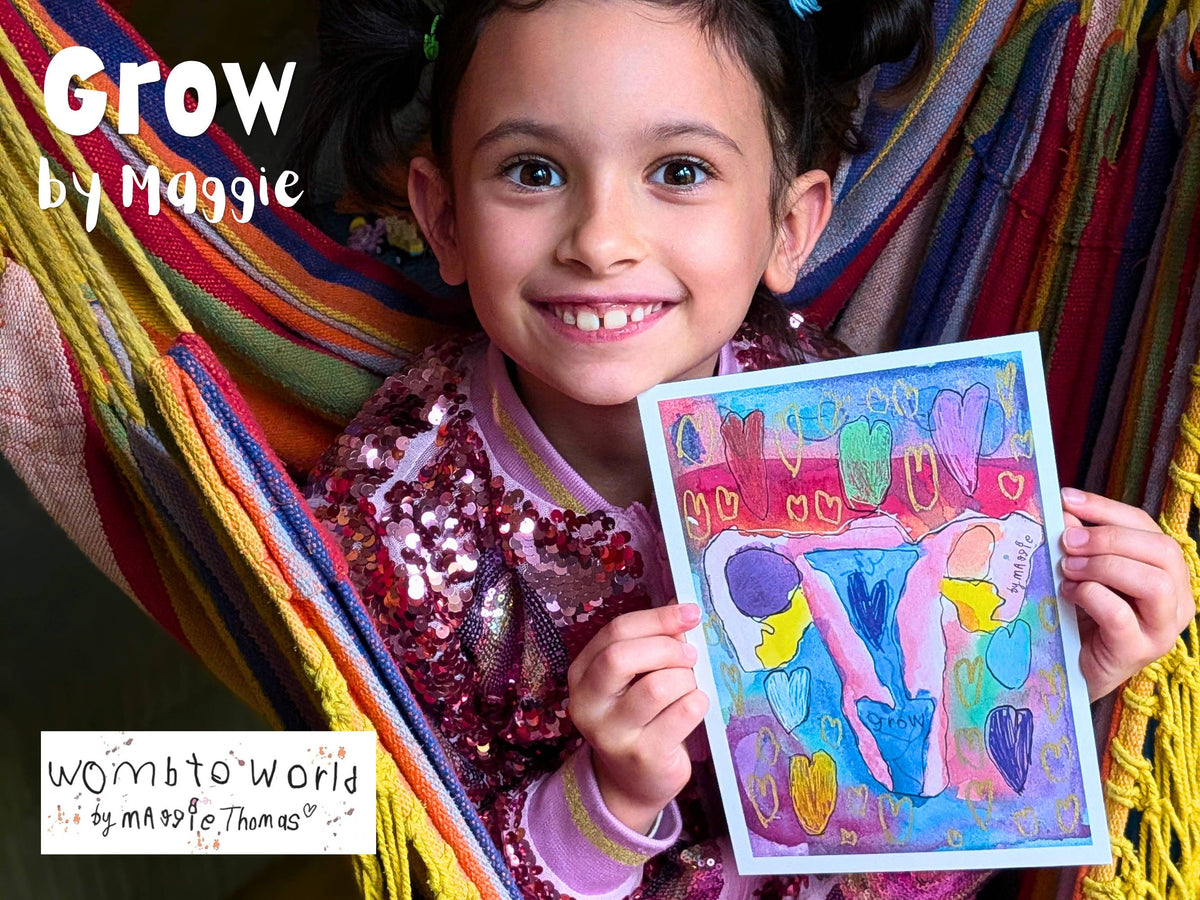 Grow: Rainbow Womb Art by Maggie, A5 Print