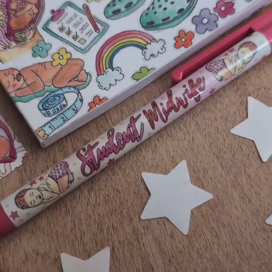 Student Midwife Essentials Pen & Notebook, Bookmark Sticker