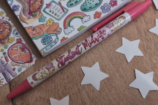 Student Midwife Essentials Pen & Notebook, Bookmark Sticker
