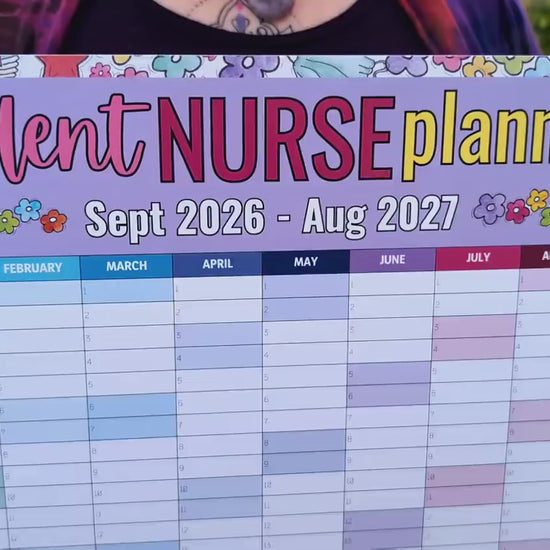 Student Nurse Academic Wall Planner September 2026/2027 A2 Nursing Calendar + Planner Stickers