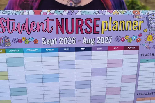 Student Nurse Academic Wall Planner September 2026/2027 A2 Nursing Calendar + Planner Stickers