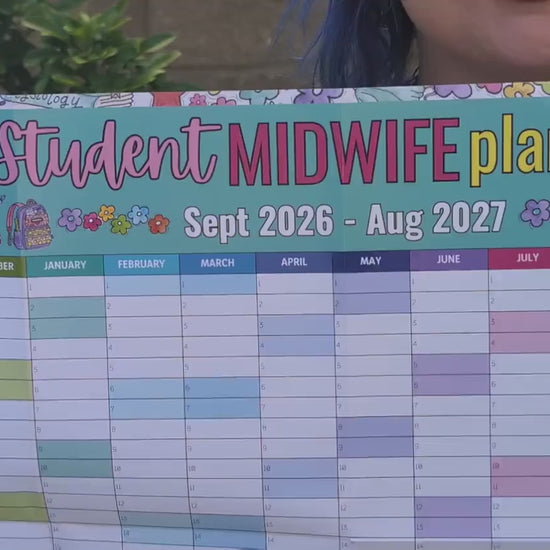 Student Midwife A2 Wall Planner: 2026 / Undated Academic Calendar + Planner Stickers