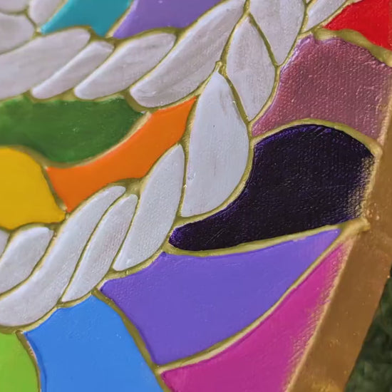 Rainbow 3D Placenta Canvas Acrylic Painting