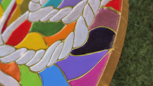 Rainbow 3D Placenta Canvas Acrylic Painting