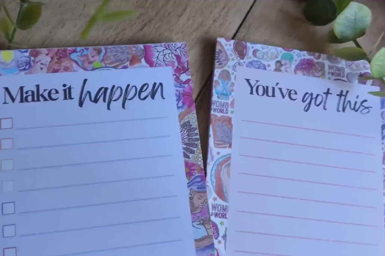 Birth Art Notepads Set: To Do Lists and Notes for Doula, Birthworkers, Breastfeeding and Midwives