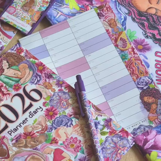 Doula Christmas Gift Bundle: 2026 Diary, Calendar, Lanyard, Tote Bag, Pen and Gift Wrap - Gifts for Birthworker, Midwife & Breastfeeding