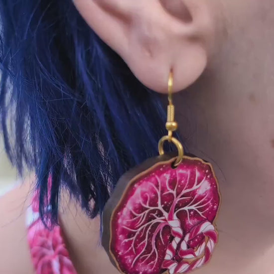 Wooden Placenta Art Earrings