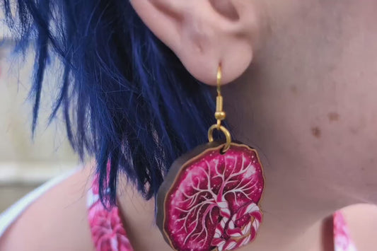 Wooden Placenta Art Earrings