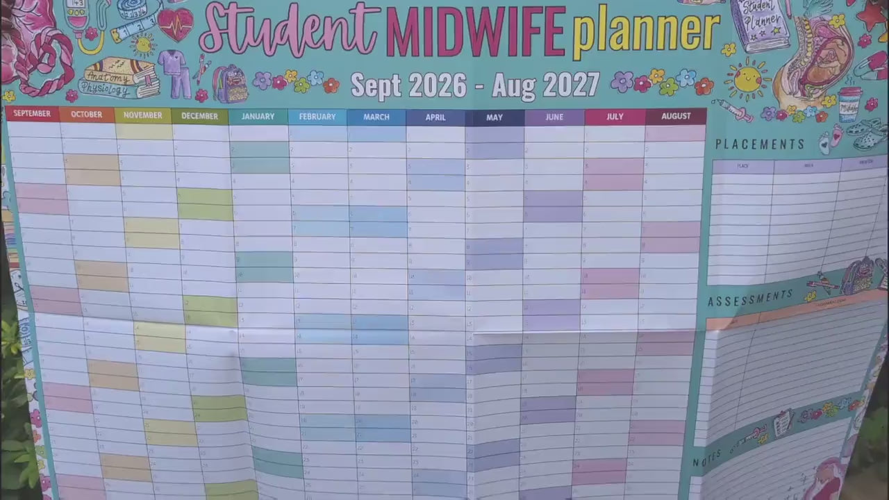 Student Midwife A1 Wall Planner September 2026