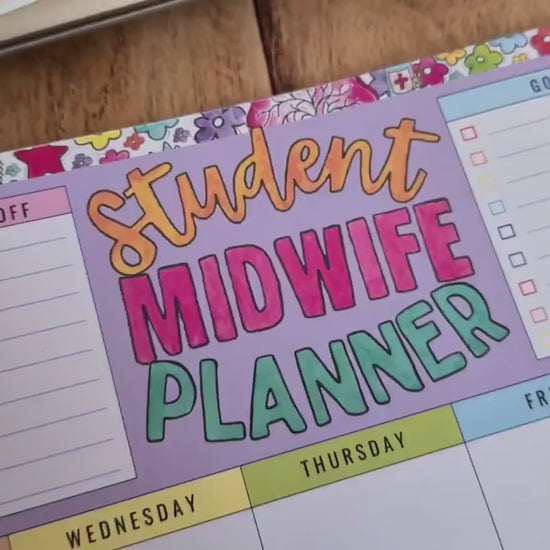 Student Midwife Desk Planner Pad: A4 Weekly Planner Notepad by Womb to World Art