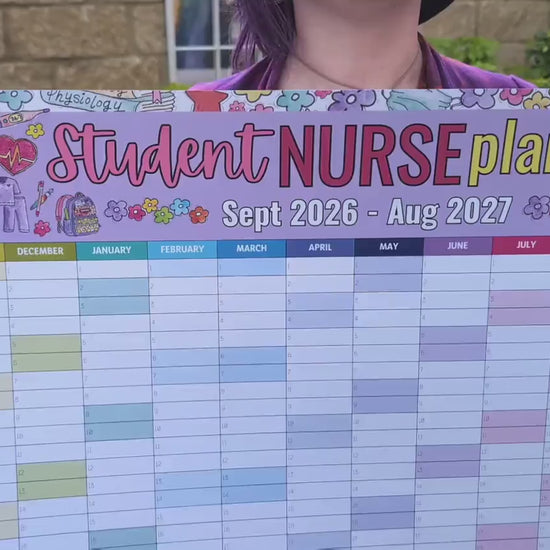 Student Nurse Academic Wall Planner September 2026/2027 A1 Nursing Calendar + Planner Stickers