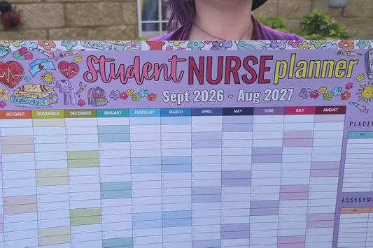 Student Nurse Academic Wall Planner September 2026/2027 A1 Nursing Calendar + Planner Stickers