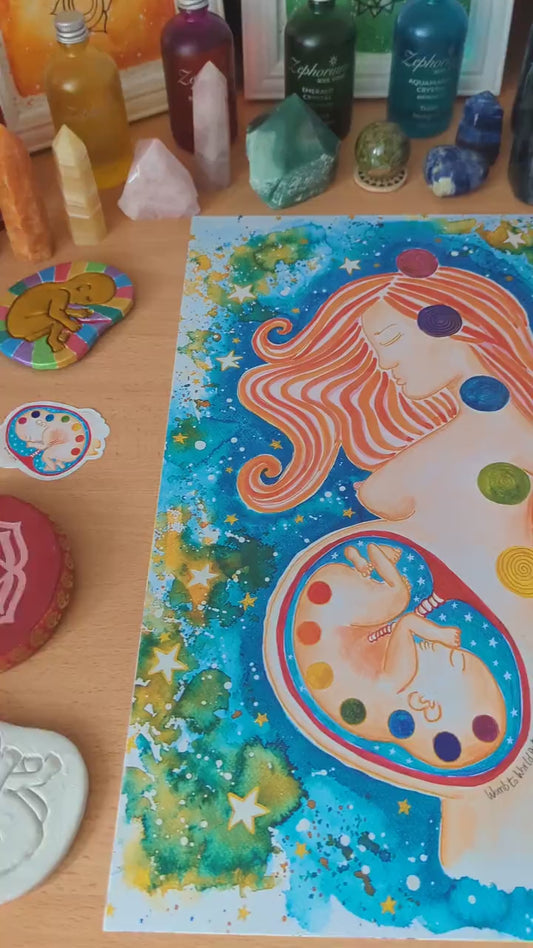 Pregnancy Chakras Womb 250gsm A3 Poster Print