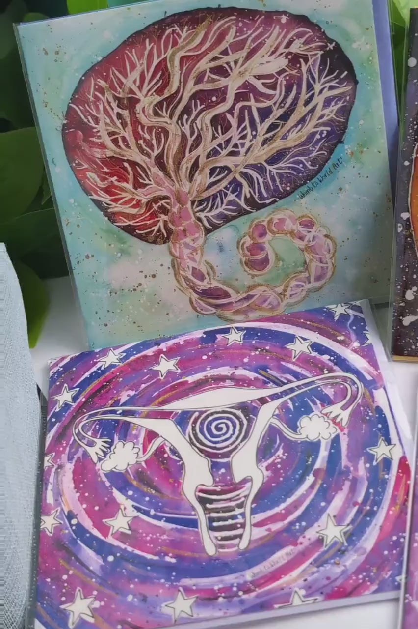Watercolour Placenta Art Midwife Card