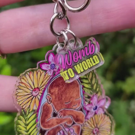 Baby in the Womb Keyring: Keychain for Midwife Doula Gift, Pregnancy Art Bag Charm