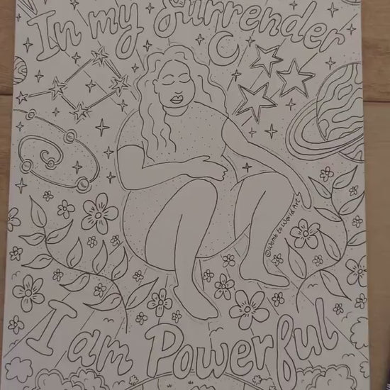 Surrender to Power Birth Colouring Affirmation Digital Download
