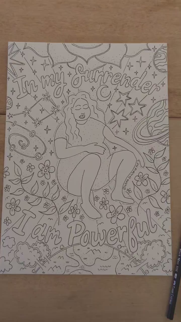 Surrender to Power Birth Colouring Affirmation Digital Download