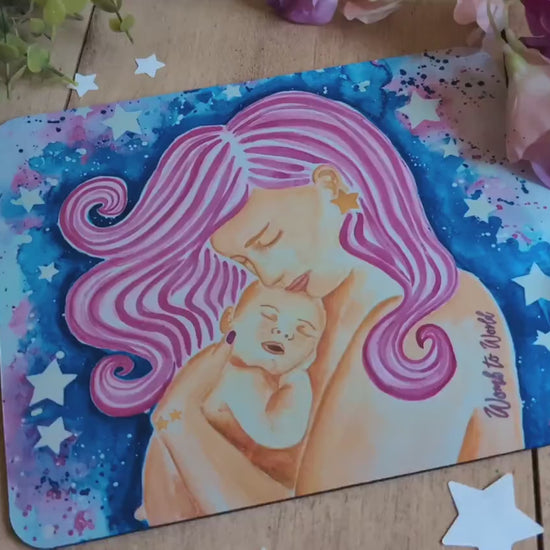 Mother and Baby Art Mouse Mat Desk Pad