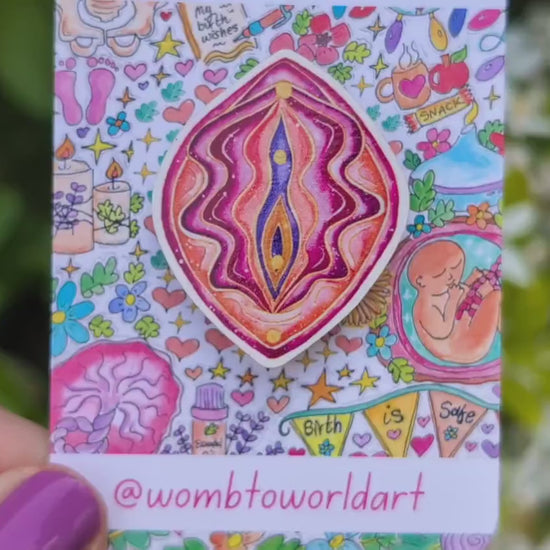 Yoni Art Wooden Pin Badge