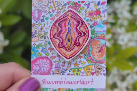 Yoni Art Wooden Pin Badge