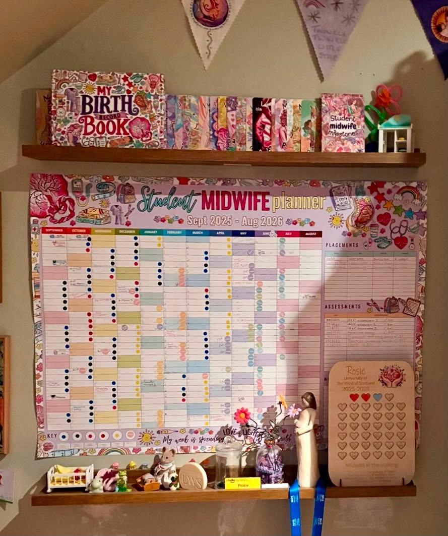 Student Midwife A1 Wall Planner September 2026