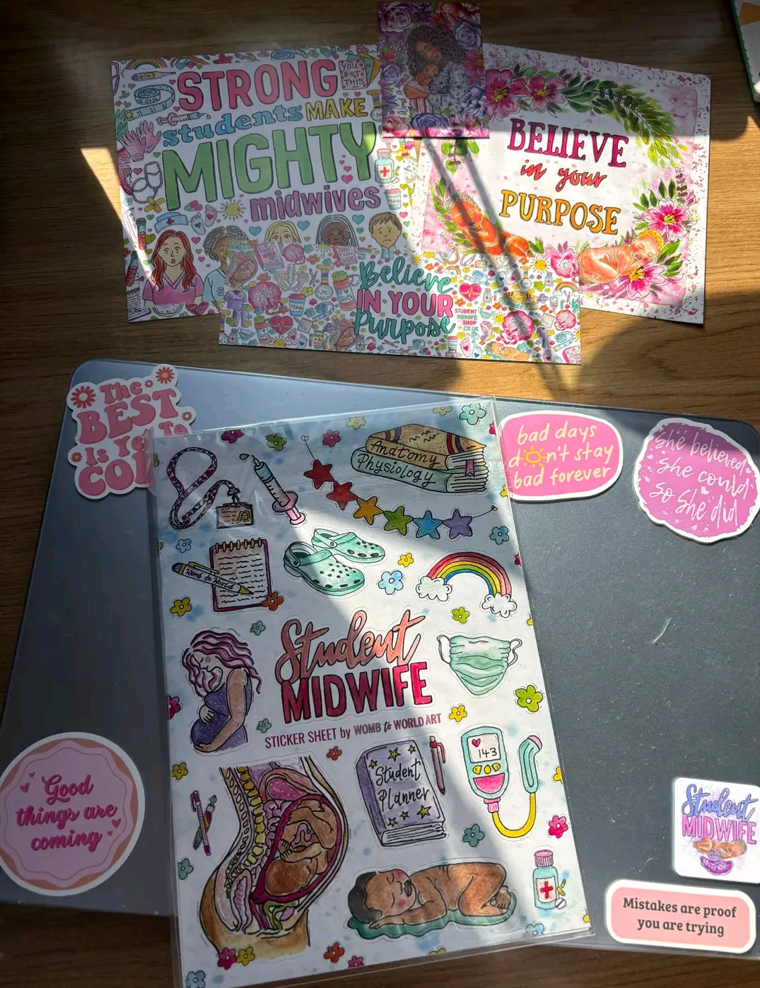 Student Midwife Waterproof Laptop Sticker Sheets